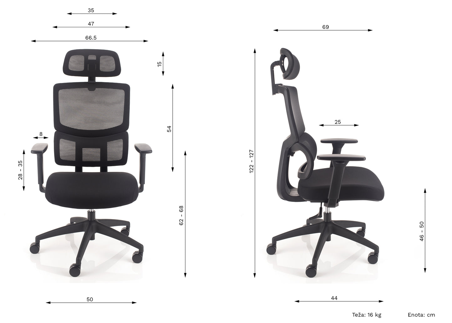 Stol Flow s sedežem v mreži
