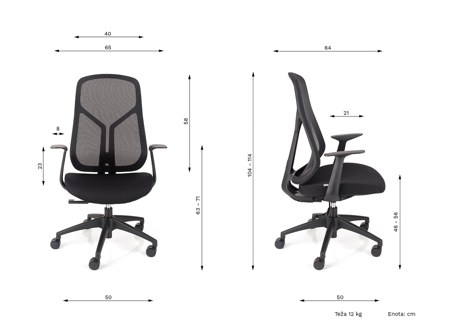 Stol Miyabi v črni barvi